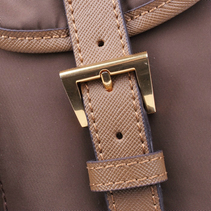 2014 Prada microfiber nylon drawstring backpack bag BZ0030 brown - Click Image to Close